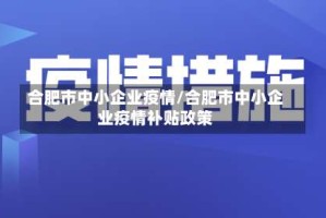合肥市中小企业疫情/合肥市中小企业疫情补贴政策