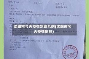 沈阳市今天疫情新增几例(沈阳市今天疫情信息)